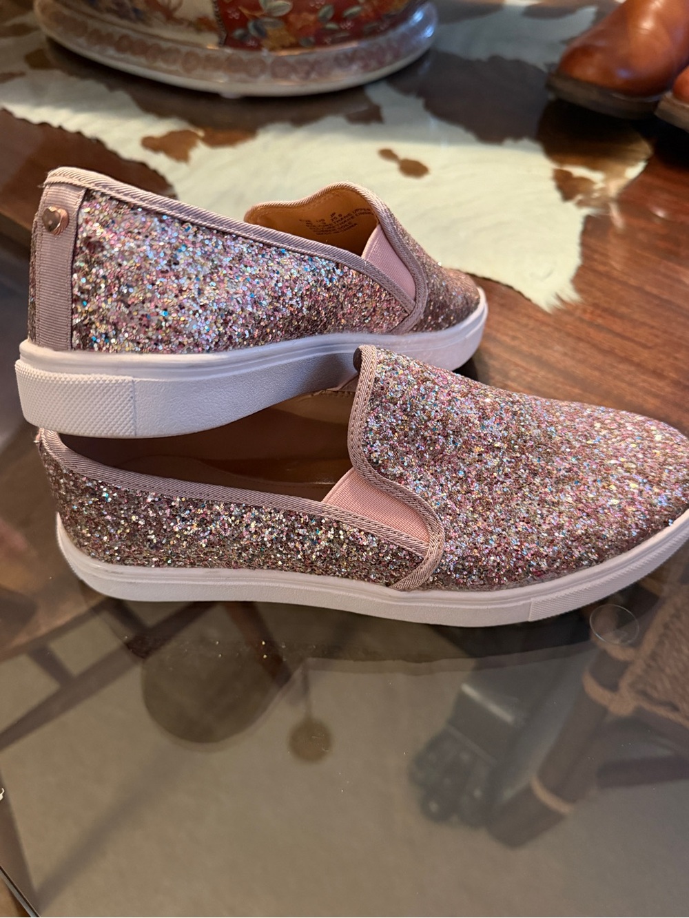 Women’s Fever Sole Glitter Slip-On Sneakers - Pink Size 40 - Like New!